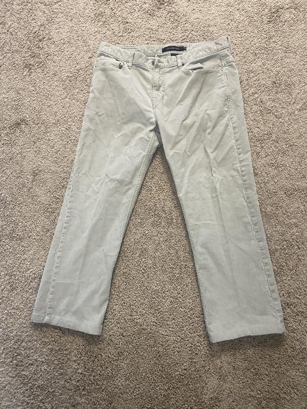 Calvin Klein Jeans Jeans Mens 34x25 Beige Corduroy Straight Leg Pants Casual